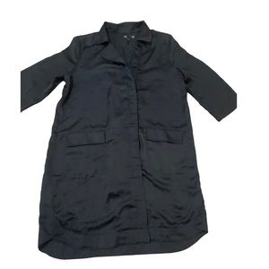 Missguided Black Satin Shirt Dress